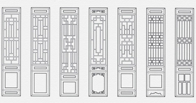 凉城常用中式仿古花窗图案隔断设计图